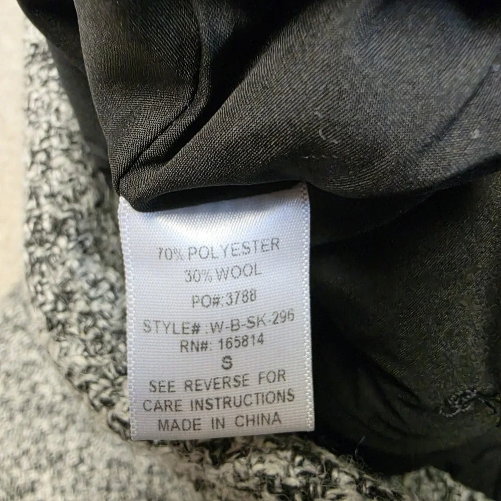 JLUXLABEL Womens Gisele Light Gray Tweed‎ Slit Skirt Sz S NWT